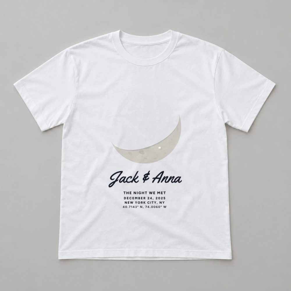 The night we met moon ornament White cotton tee: preview of your design